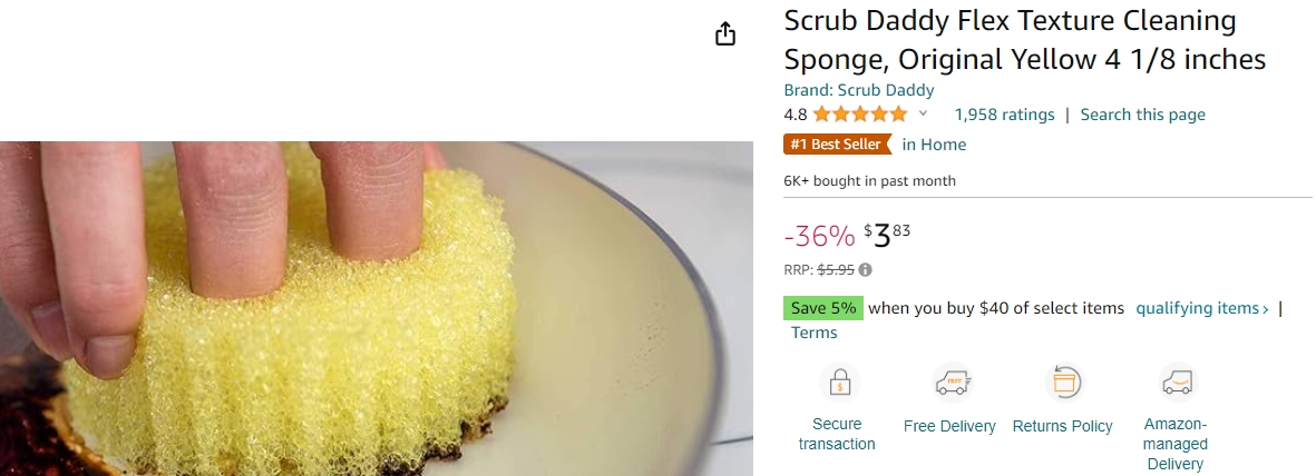 Scrub Daddy FlexTexture 清洁海绵 只要3.83澳元 @Amazon AU