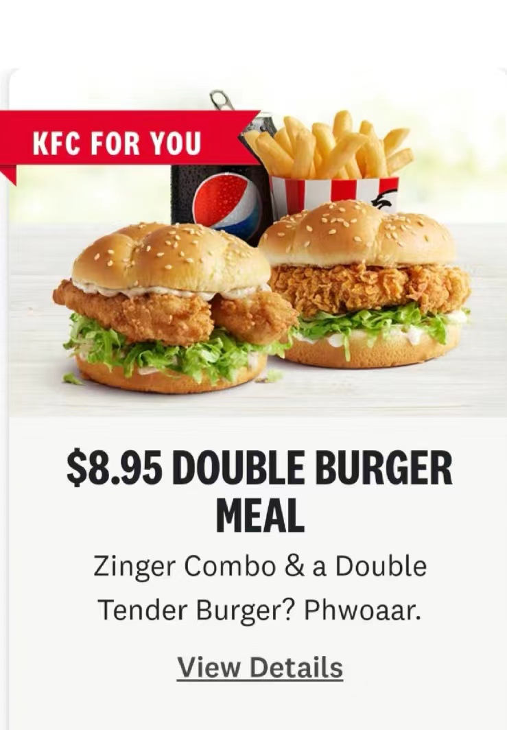 肯德基美食：$8.95 两个汉堡！@ KFC