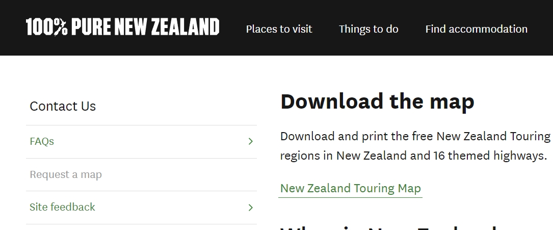 免费的新西兰旅游地图